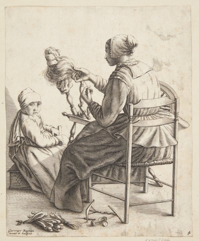 A Woman Spinning by Geertruyt Roghman