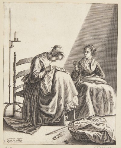 Two Women Sewing by Geertruyt Roghman