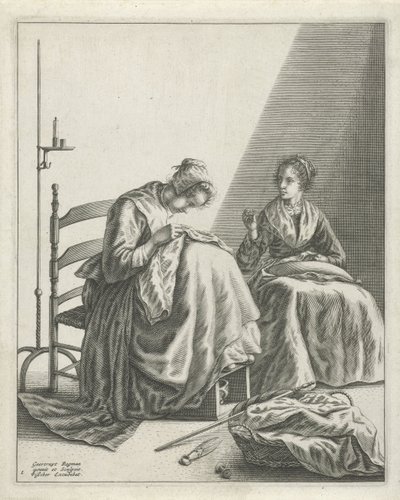 Two Women Sewing by Geertryut Roghman