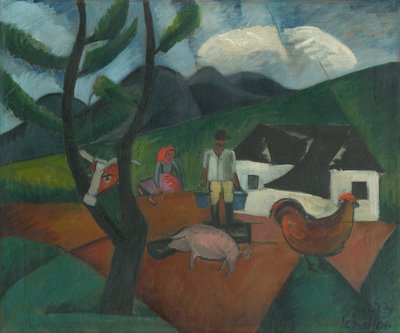 Farmyard by Gejza Schiller