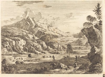 Mountainous Riverscape with Figures by Georg Eisenmann