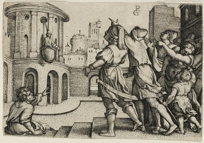 Virgil Suspended in a Basket (copy) by Georg Pencz