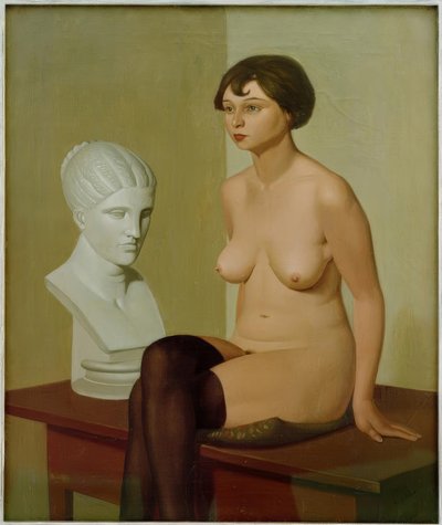 Female Nude with Plaster Head by Georg Scholz