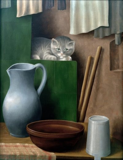 Still Life with Cat (Corner of the Oven) by Georg Schrimpf