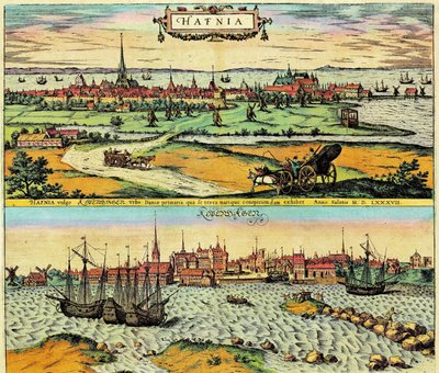 Hafnia/Kobenhavn, Denmark by Georg Braun and Hogenberg Franz
