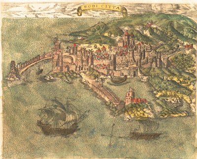 Rhodes, Greece by Georg and Hogenberg Franz (1535 90) Braun