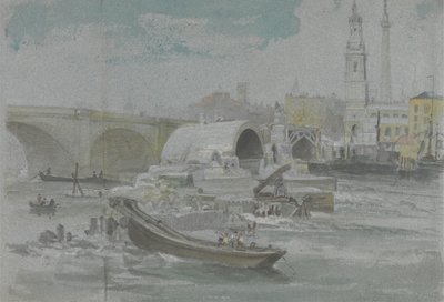 The Demolition of Old London Bridge by George Arnald