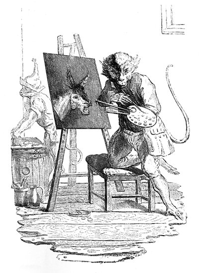 An Ape Painting an Ass by George Bickham