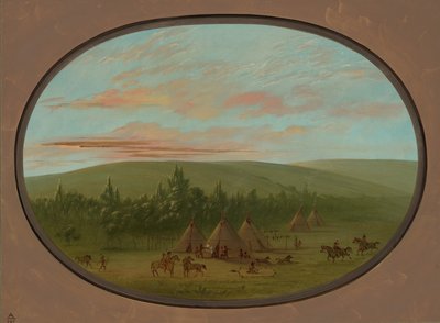 A Sioux Village, 1861-1869 by George Catlin