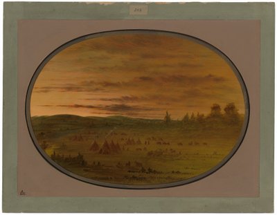 An Indian Encampment at Sunset by George Catlin