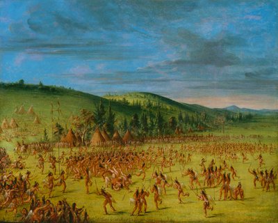 Ball-play of the Choctaw--Ball Up, 1846-1850 by George Catlin