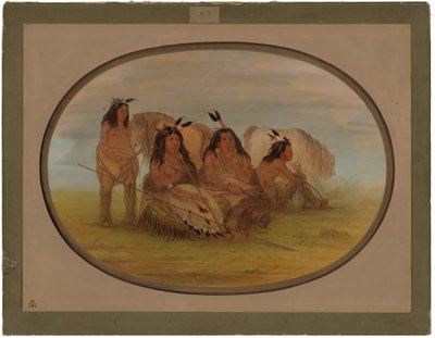 Comanche Chief with Three Warriors by George Catlin