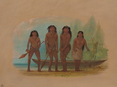 Four Fuegian Indians by George Catlin