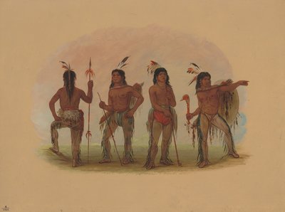 Four Navaho Warriors by George Catlin