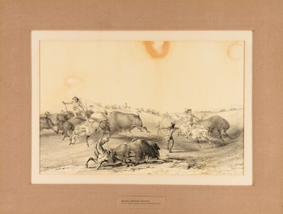 Indians Hunting Buffalo--no. 7 by George Catlin