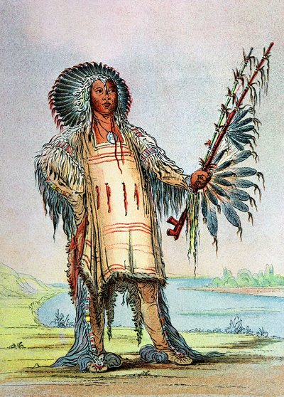 Mandan Indian Ha-Na-Tah-Muah, Wolf Chief by George Catlin