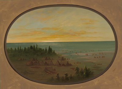 Nayas Village - Indians Bathing by George Catlin