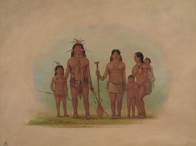 Orejona Chief and Family, 1854-1869 by George Catlin