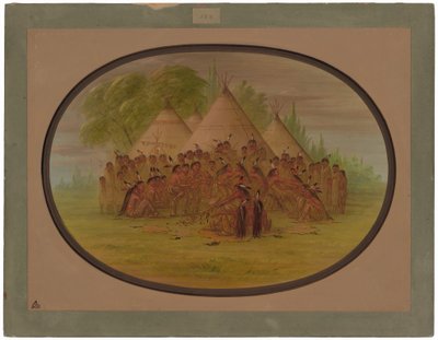 Pipe Dance - Assinneboine by George Catlin