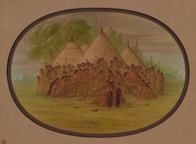 Pipe Dance - Assinneboine, 1861-1869 by George Catlin