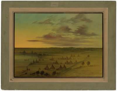 Sioux Village - Lac du Cygne by George Catlin