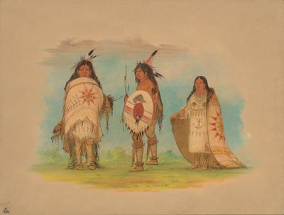 Three Riccarree Indians by George Catlin