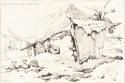 A Village Hut in India by George Chinnery