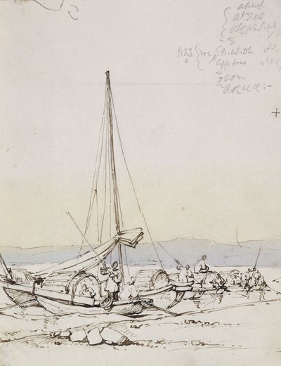 Tanka Boats on the Shore by George Chinnery