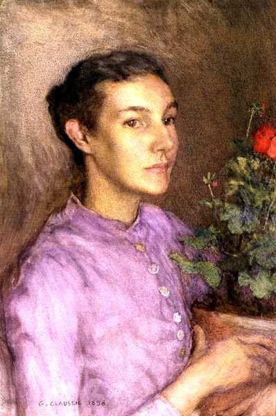 Girl and Flowerpot by George Clausen