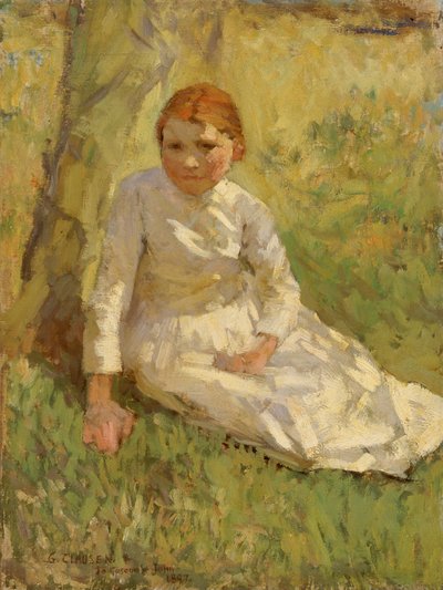 Girl in a field by George Clausen