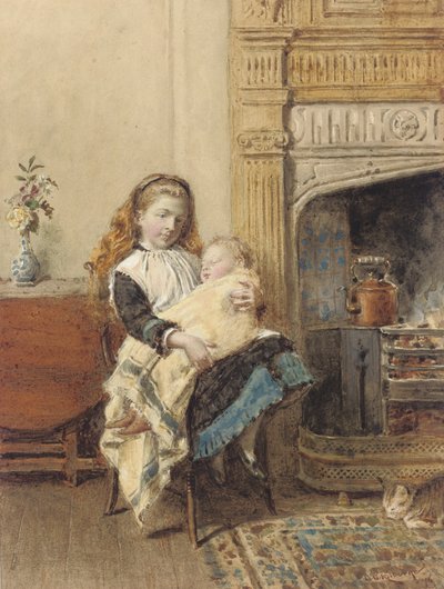 Minding Baby, 1896 by George Goodwin Kilburne