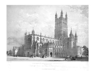 S.W. View of Gloucester Cathedral by George Hawkins