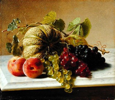 Still Life with Melons and Grapes by George Hetzel