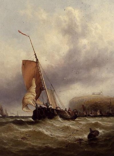 Fishing Boat in Rough Sea by George Stainton