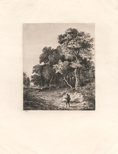 Landscape, Man Carrying Stick Across Shoulder by George Vincent