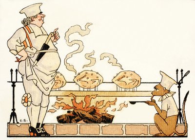 Roasting on a Spit by Georges Barbier