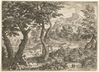 Landscape with a Traveler Resting by Georges Focus