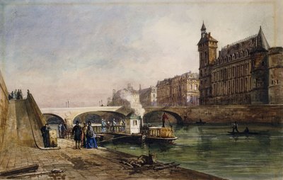 On the Seine, Paris by Georges Francois Guiaud