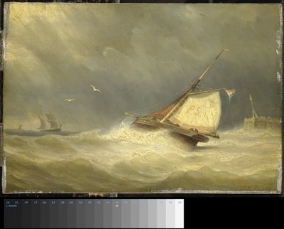 Rough Sea with Sailing Vessels by Georges Johannes Hoffmann