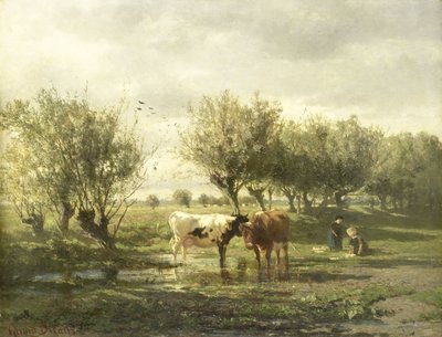 Cows at a Pond by Gerard Bilders (signed by artist)