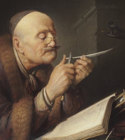 Scholar Sharpening a Quill Pen by Gerrit Dou