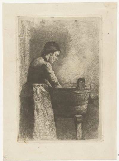 Woman by a Wash Tub by Gerard Jan Bos