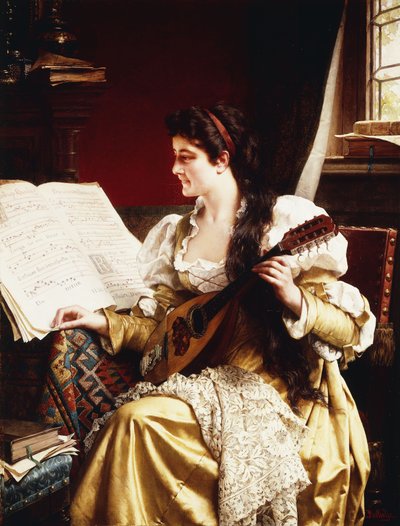 Lady with a Mandolin by Gerard Portielje