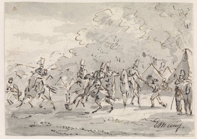 Cavalry at Tent Camp by Gerardus Emaus de Micault