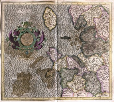 Northwest England (engraving) by Gerardus Mercator