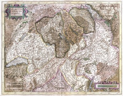 Switzerland (engraving) by Gerardus Mercator
