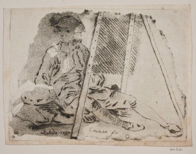 A Painter (Juel) at His Easel by Gerhard Ludvig Lahde