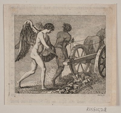 Winged Genius Following a Ploughman by Gerhard Ludvig Lahde