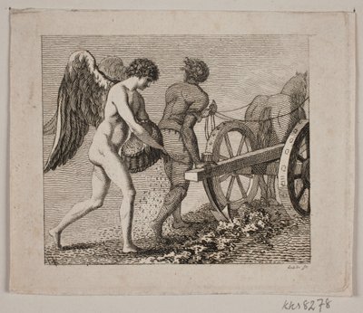 Winged Genius Following a Plowman by Gerhard Ludvig Lahde