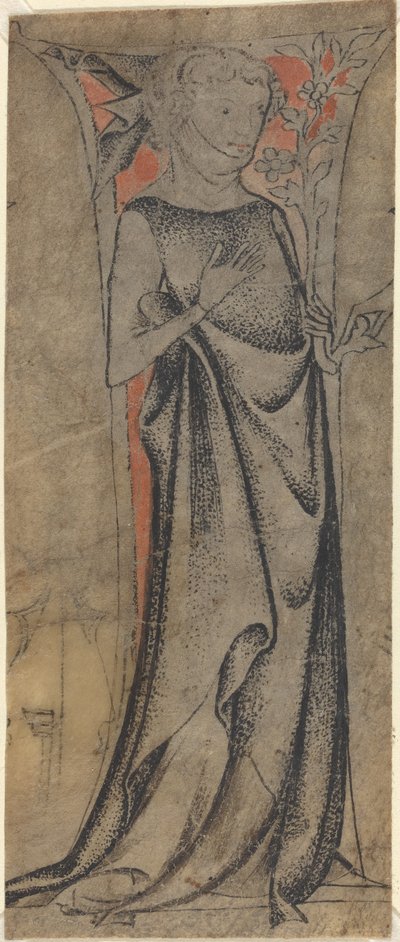 Standing Youth with a Branch by German 14th Century